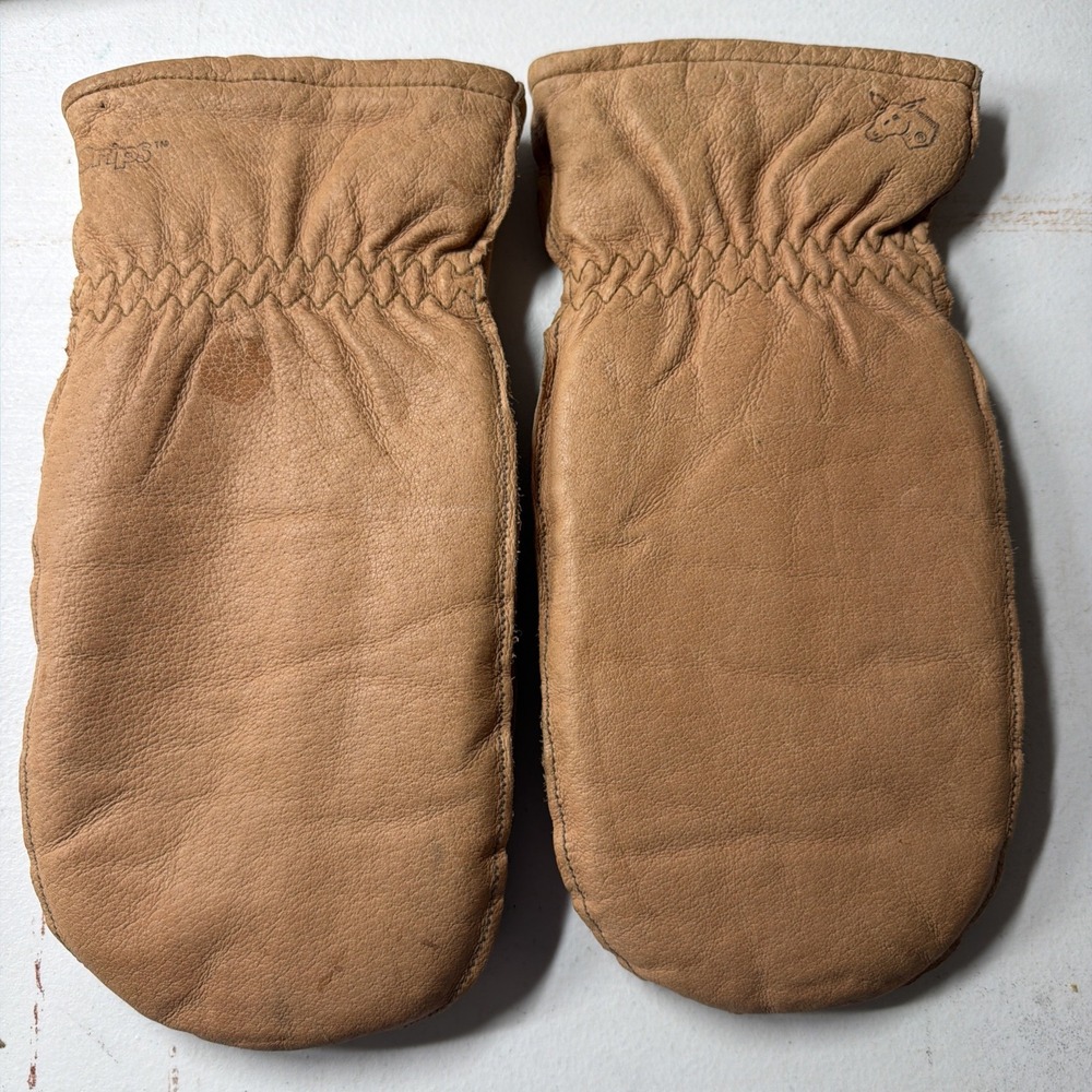 Wells Lamont Leather Mittens Sz XL Pre-Curved Grips Gloves Work Farm Thinsulate